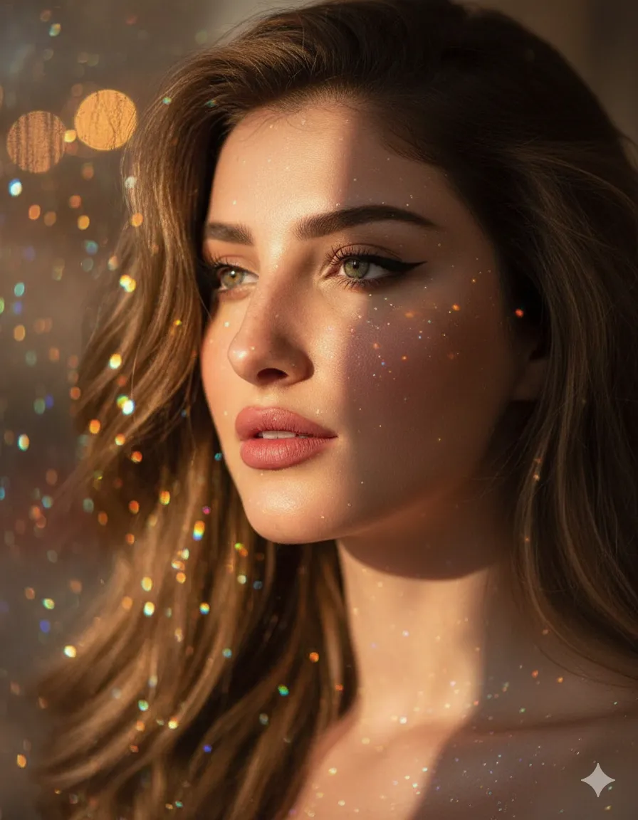 Ethereal Portrait with Prismatic Rainbow Light