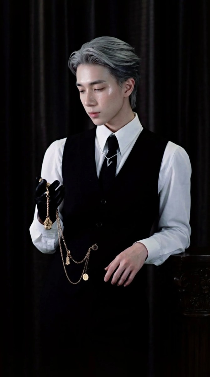 Cinematic Luxury Fashion Portrait with Antique Pocket Watch output 2