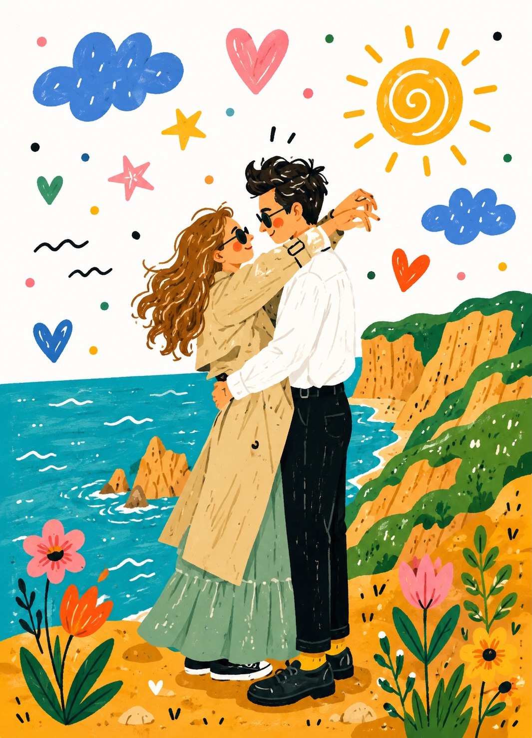 Whimsical Folk Illustration with Doodle Elements output 3