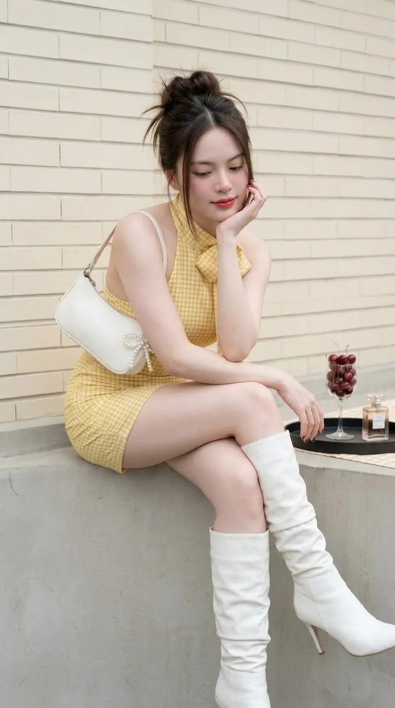 Yellow Gingham Coquette Fashion Portrait output 5