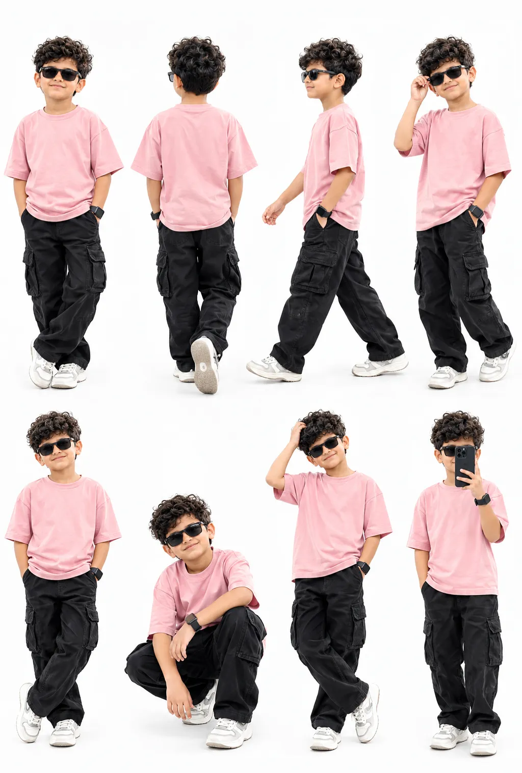 Eight-Pose Streetwear Fashion Collage output 1