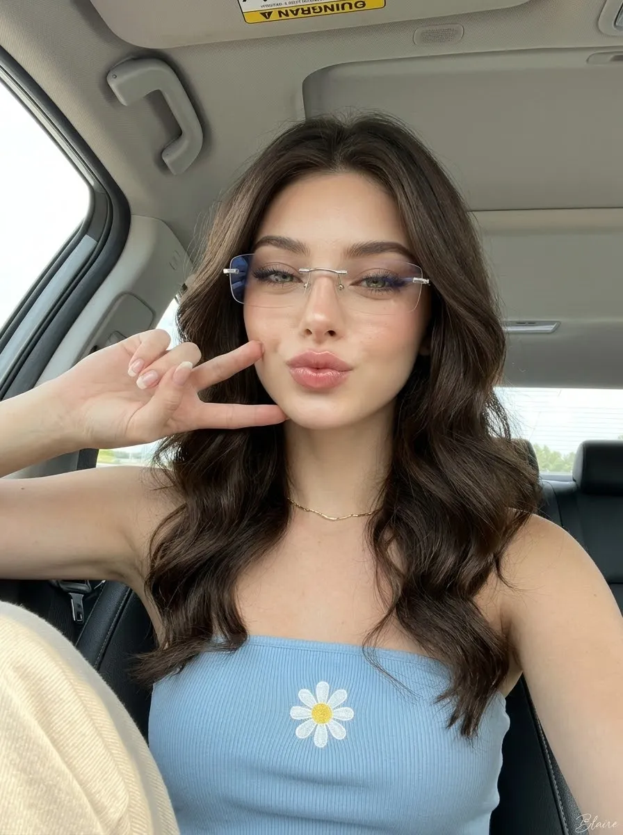 Pastel-Blue Car Portrait with Daisy Details output 5