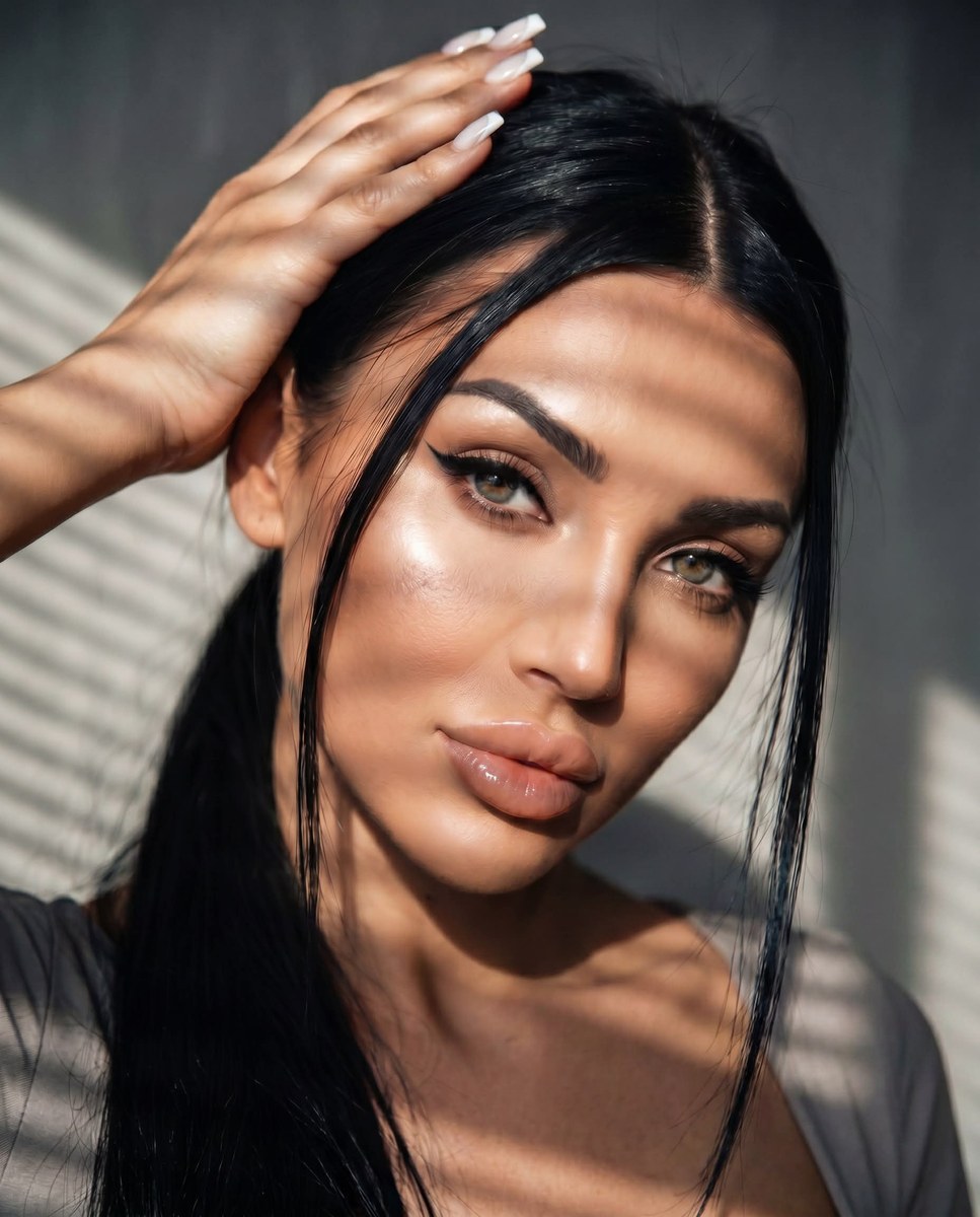 Cinematic Close-Up Portrait with Striped Light
