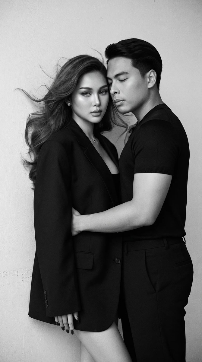 Dark Romantic Black-and-White Couple Editorial Portrait output 4