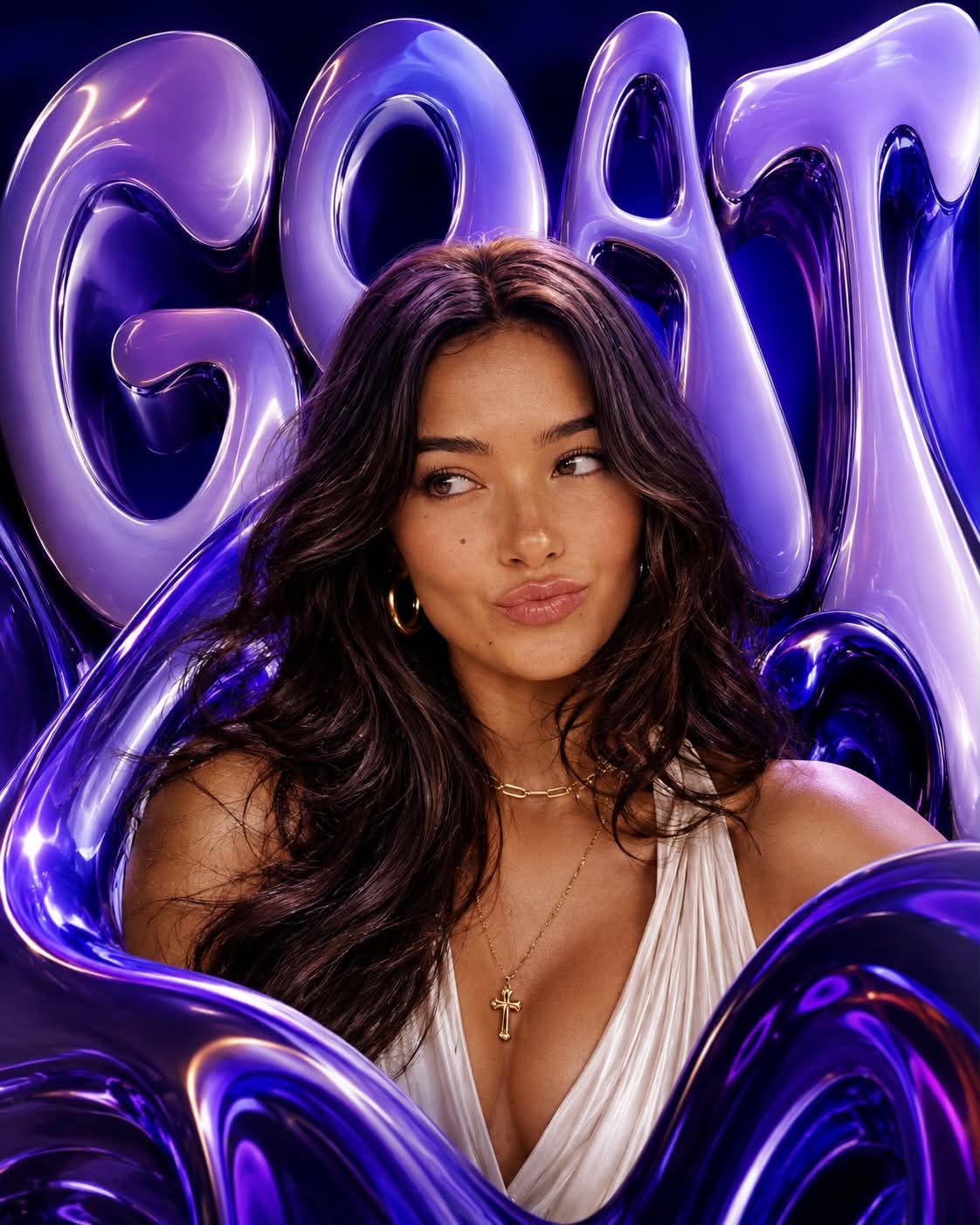 Psychedelic Editorial Portrait with Sculptural Typography