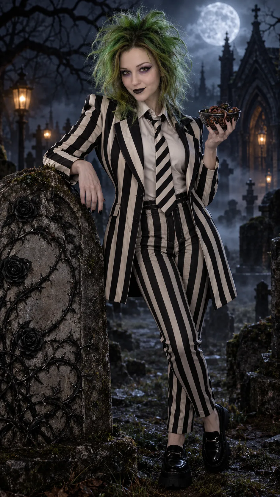 Madame Beetlejuice Gothic Cemetery Portrait