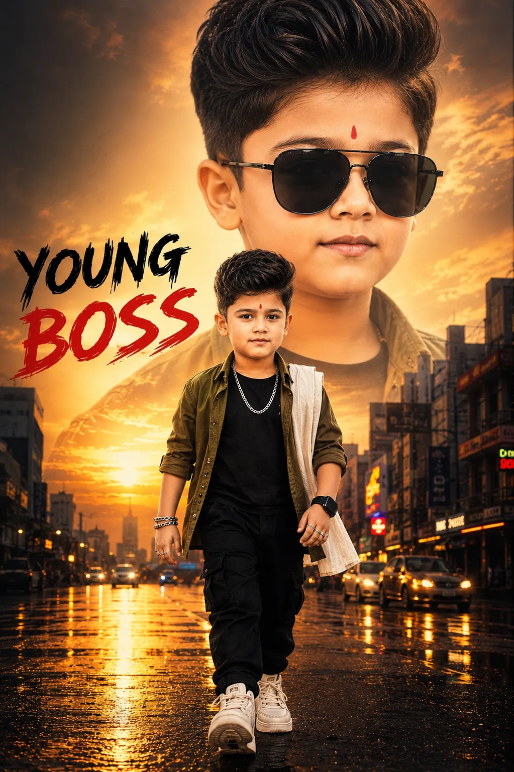 Young Boss Double-Exposure Street Poster output 1