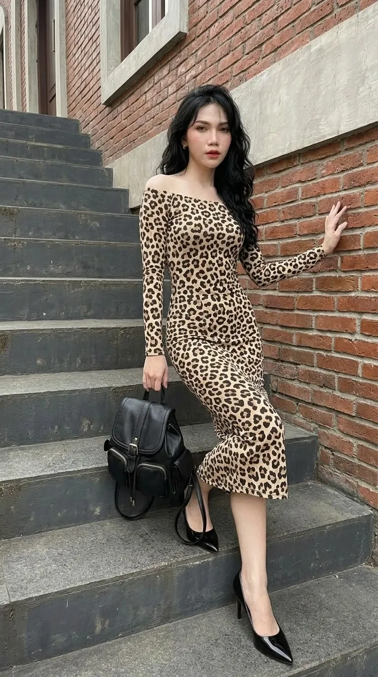 Urban Vintage Leopard-Print Fashion Portrait output 2