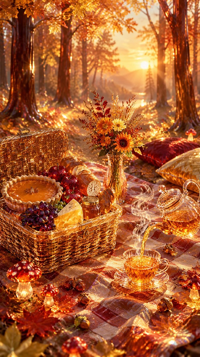 Autumn Picnic in Colored Crystal