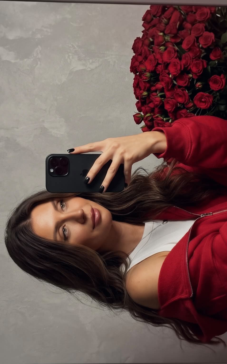 Moody Mirror Selfie with Red Roses output 2