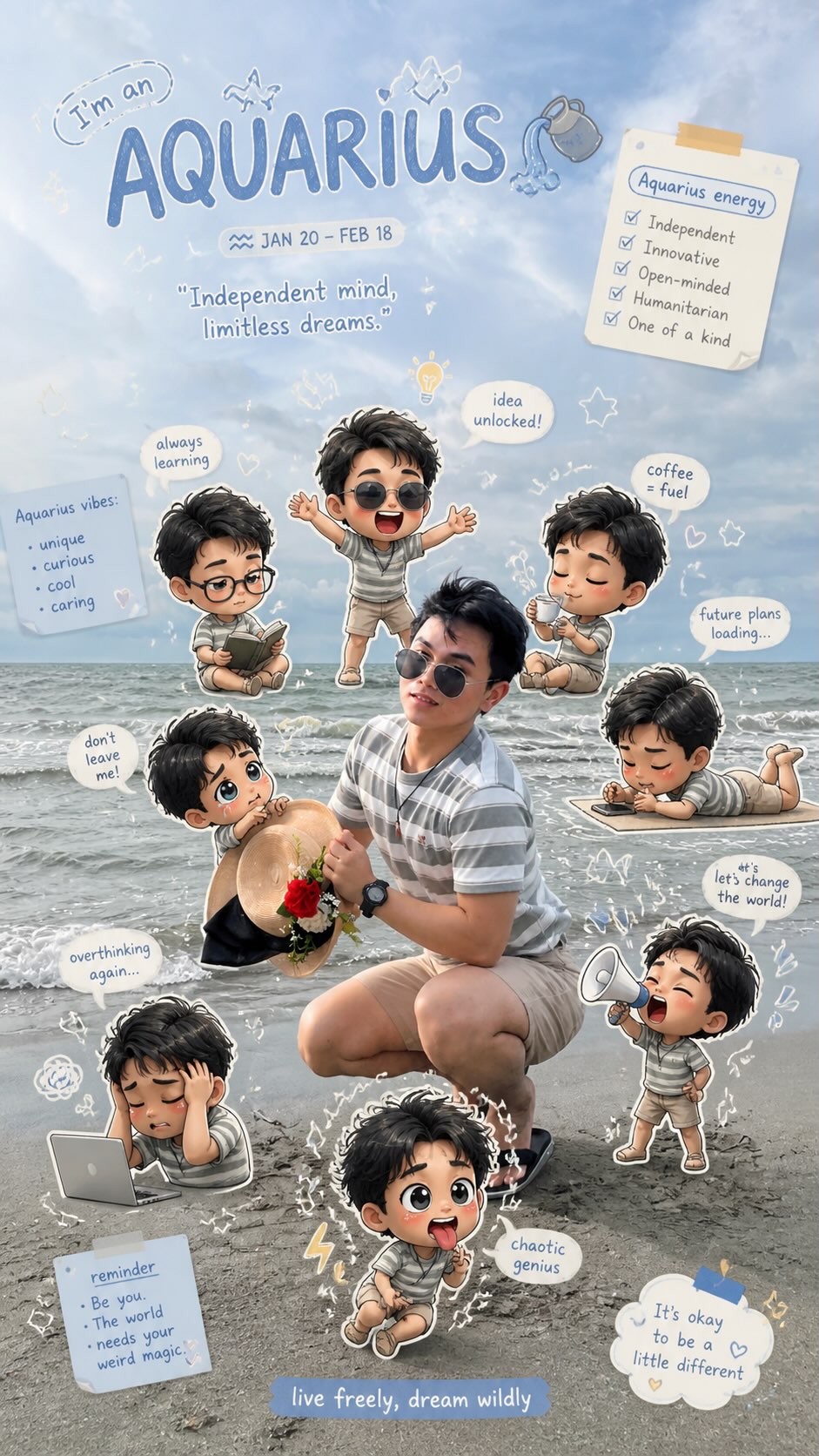 Aquarius Zodiac Chibi Poster output 3