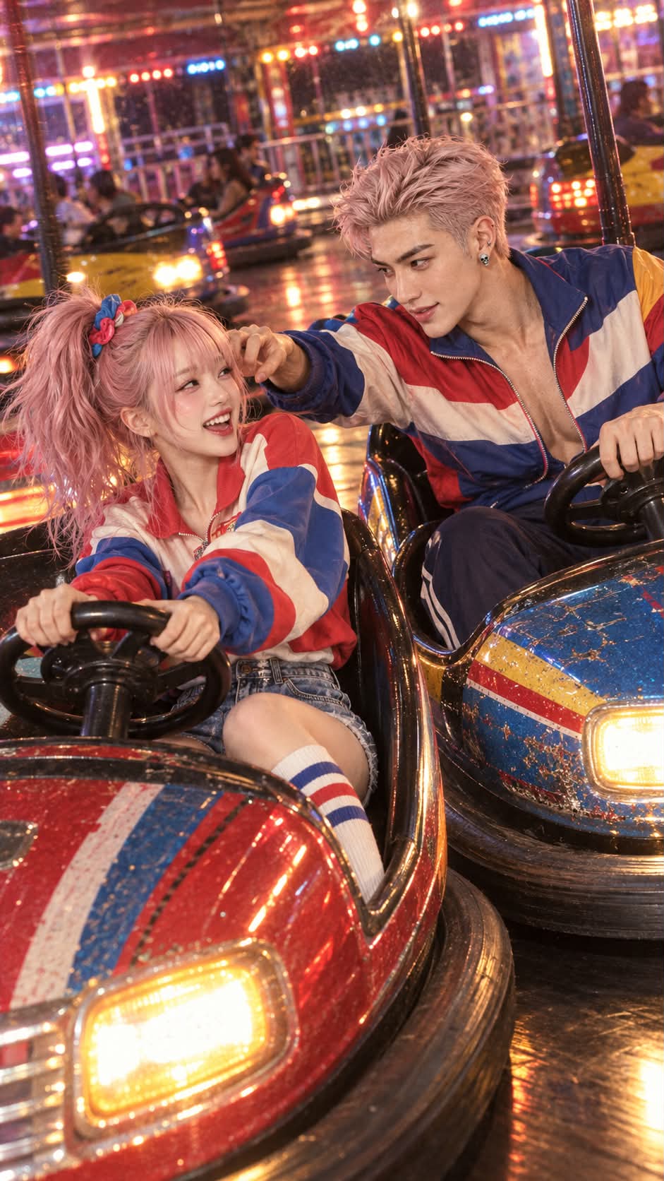 1980s Bumper Car Couple Action Photo output 1