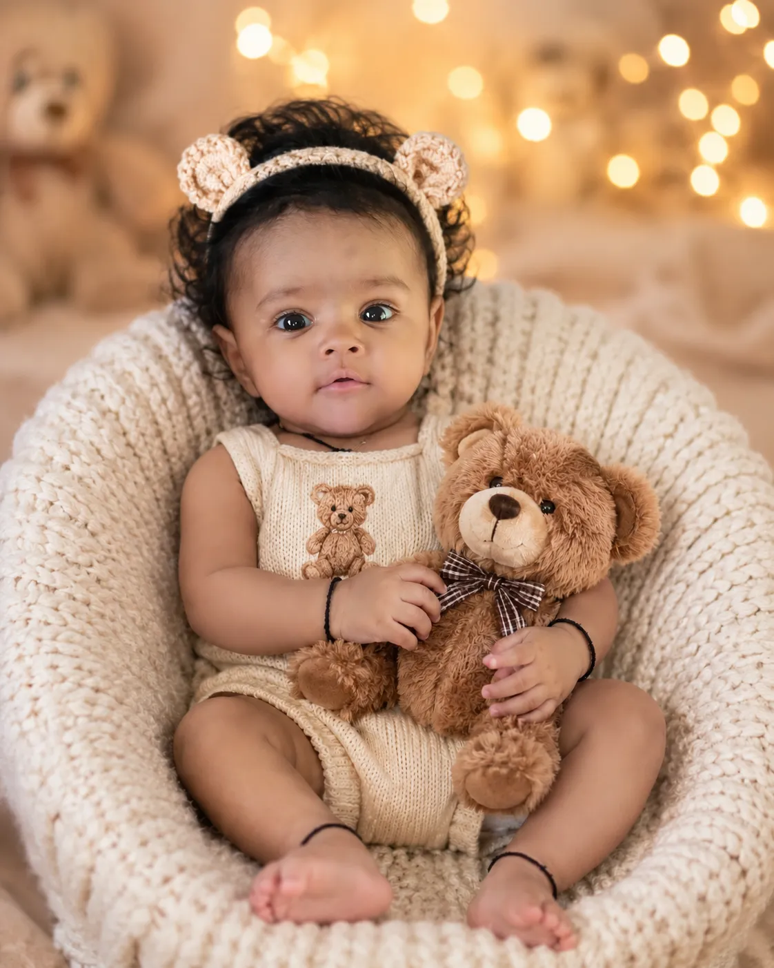 Four-Month-Old Baby Girl in a Cozy Teddy-Bear Portrait output 1