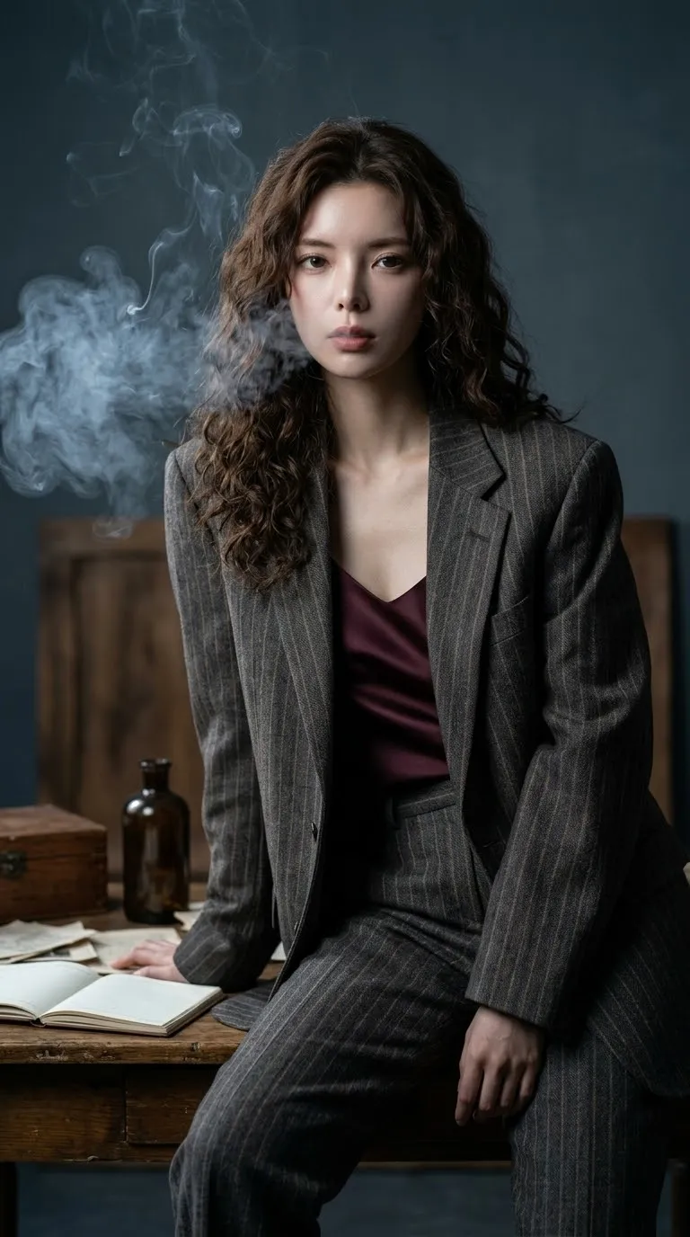 Color Film-Noir Portrait of a Woman in a Vintage Suit output 2