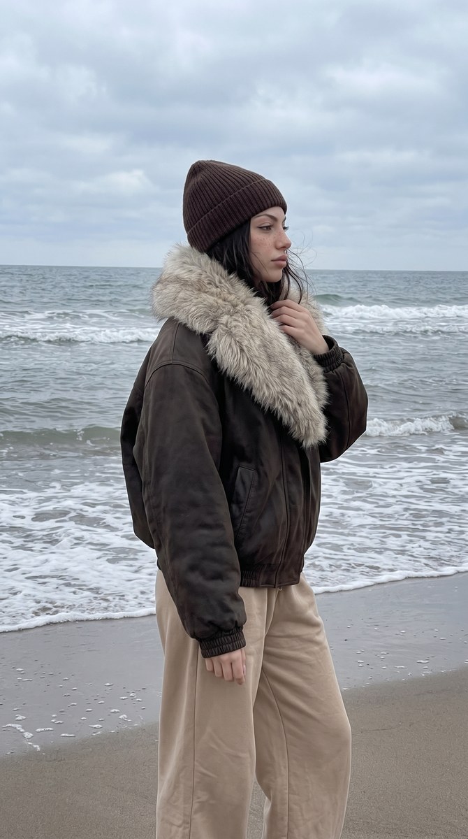 Overcast Seaside Fashion Portrait