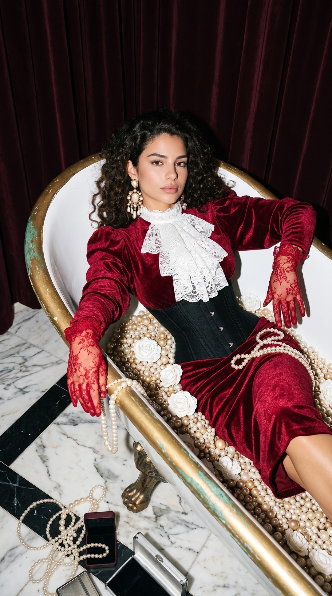 Opulent Pearl-Filled Bathtub Fashion Editorial output 1