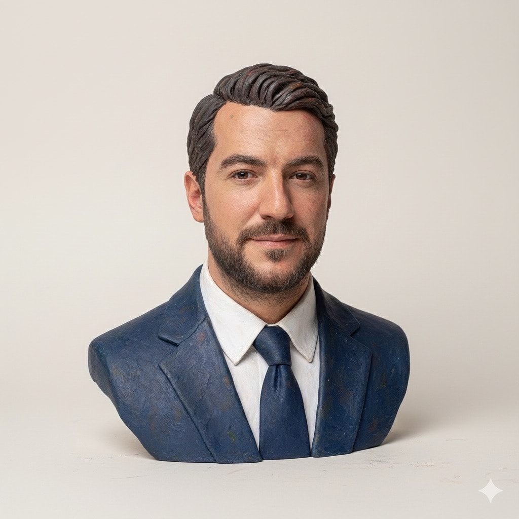 Hyper-Realistic Clay Bust From Photo Template output 1
