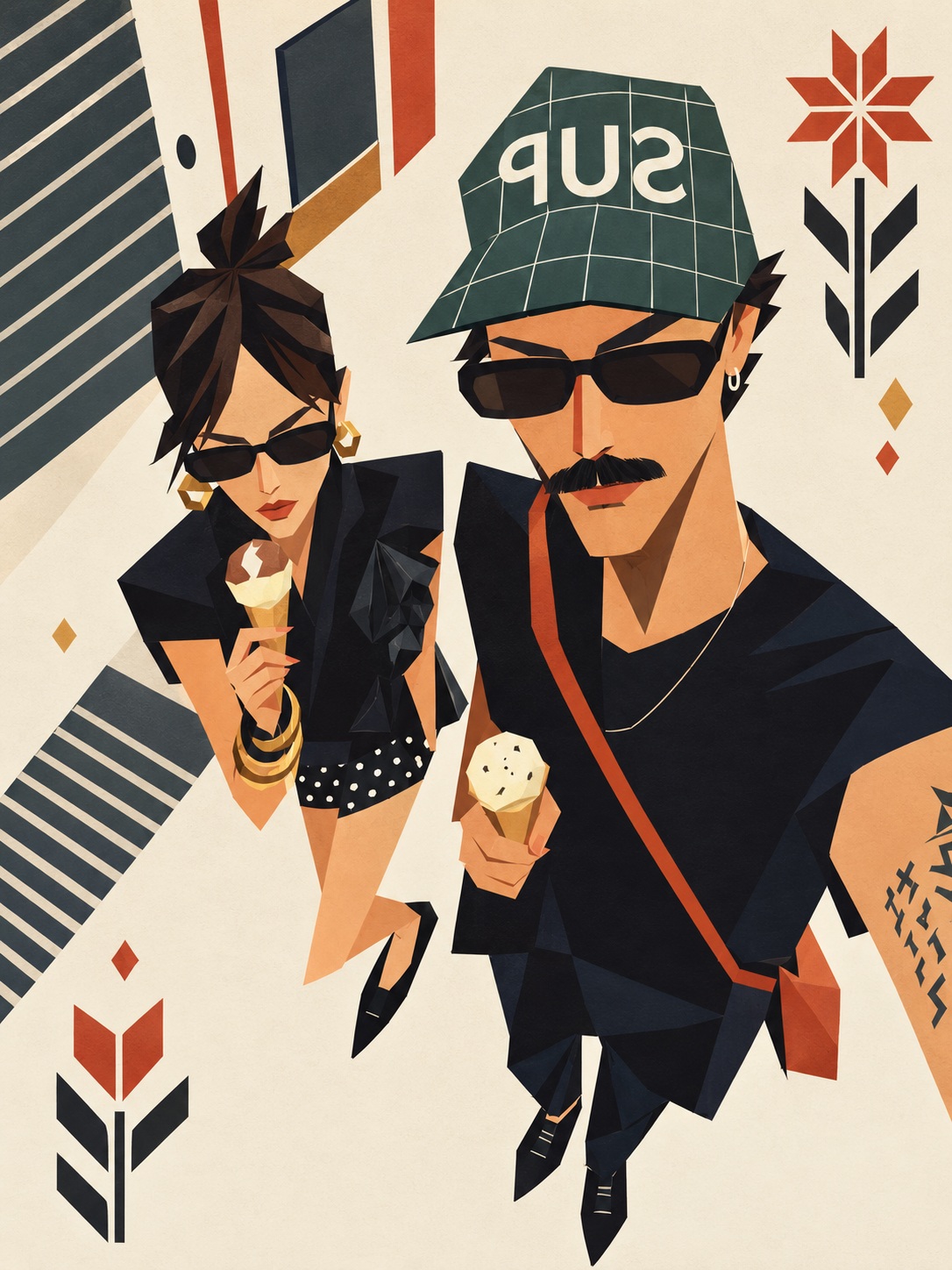 Geometric Folk-Art Editorial Illustration