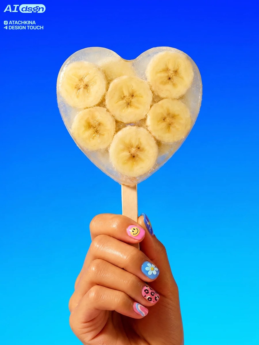Banana Popsicle on an Electric Blue Background output 5