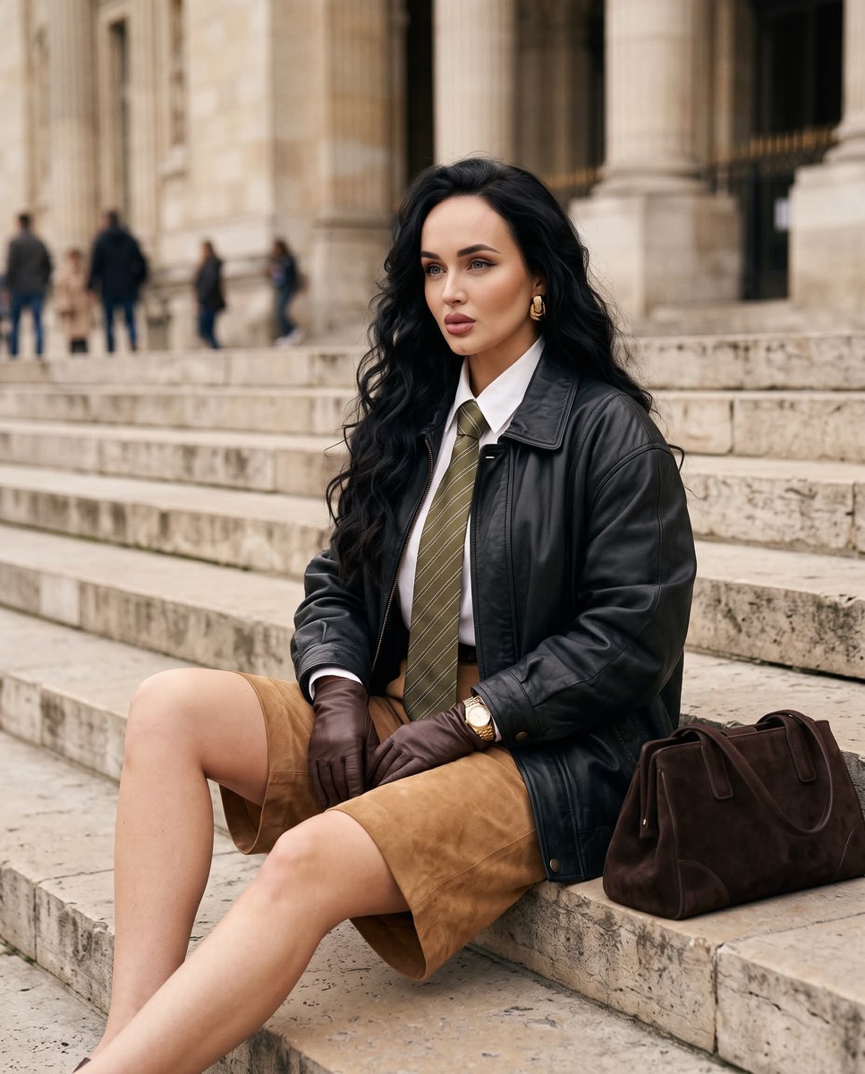 Quiet Luxury Editorial Portrait on Historic Stone Steps output 2