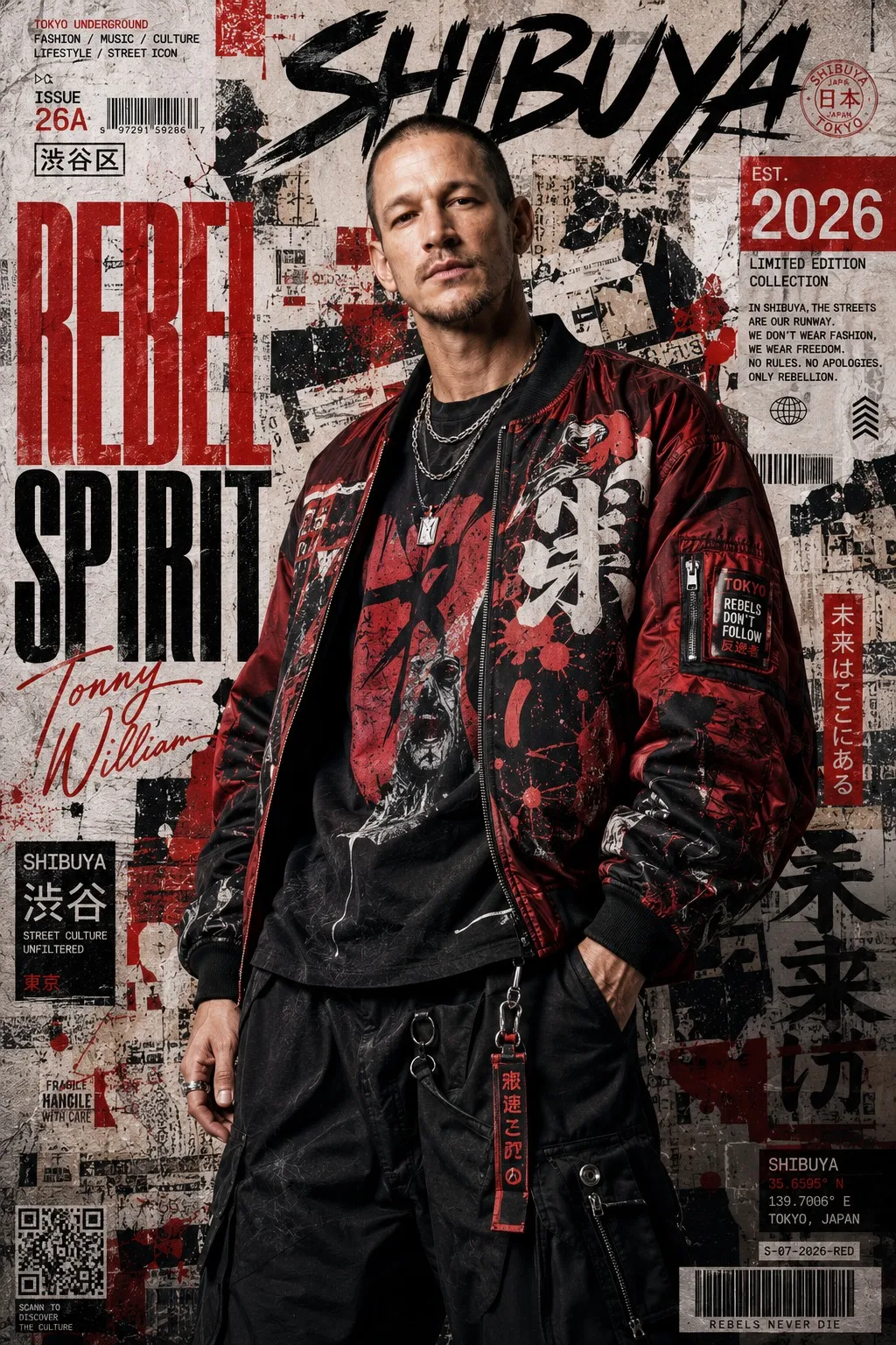 Japanese Street-Fashion Editorial Cover Poster