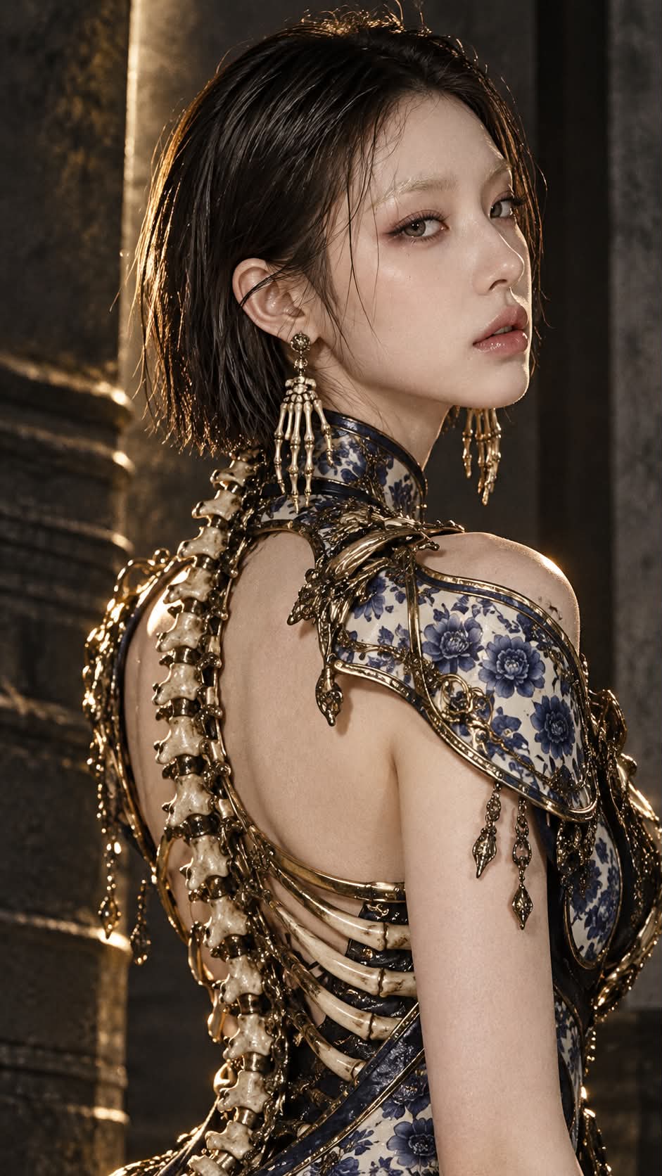 Gothic Runway Portrait with Brass Spine Design output 1