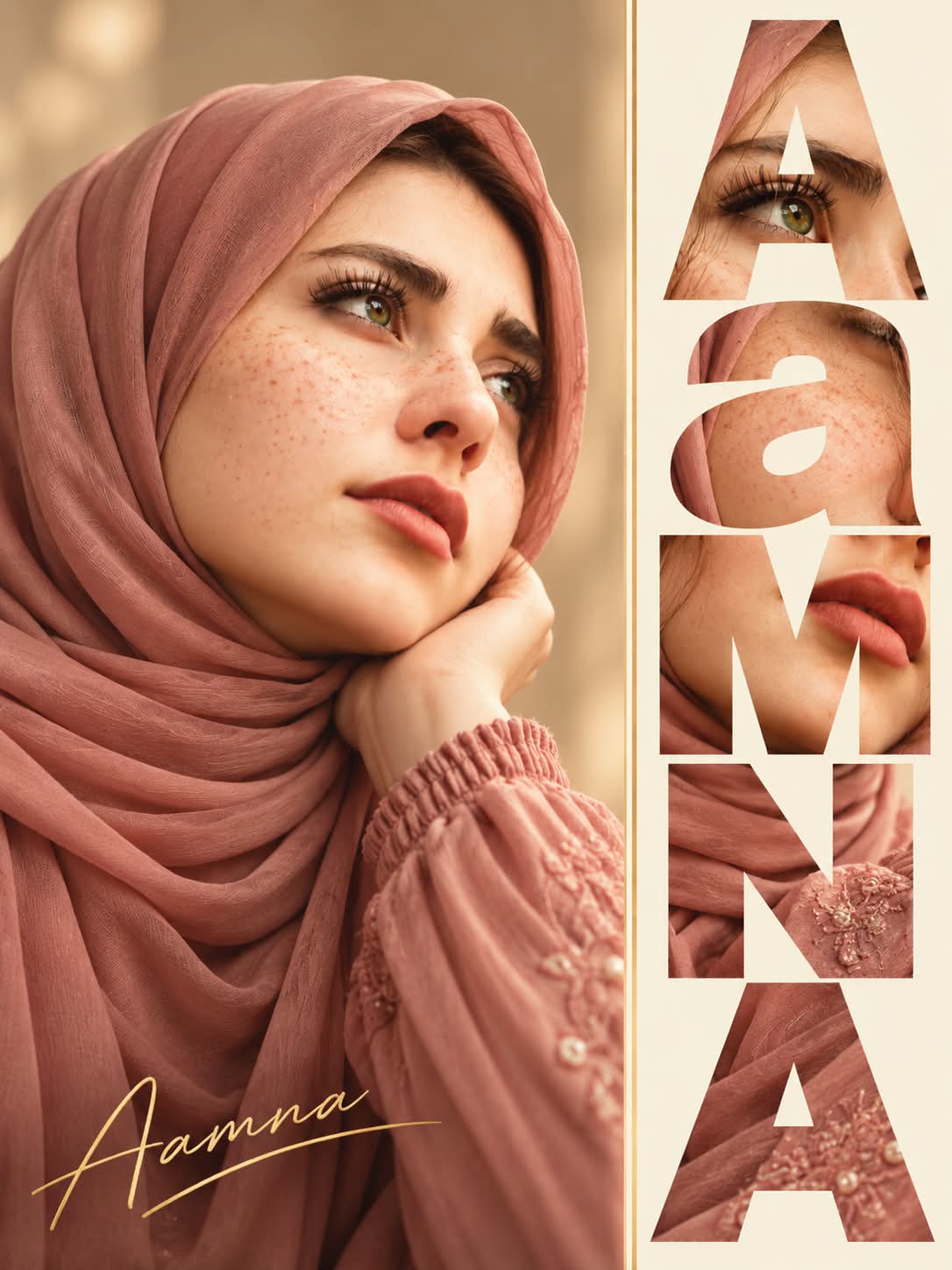 Luxury Beauty Editorial Poster with Portrait and Custom Typography