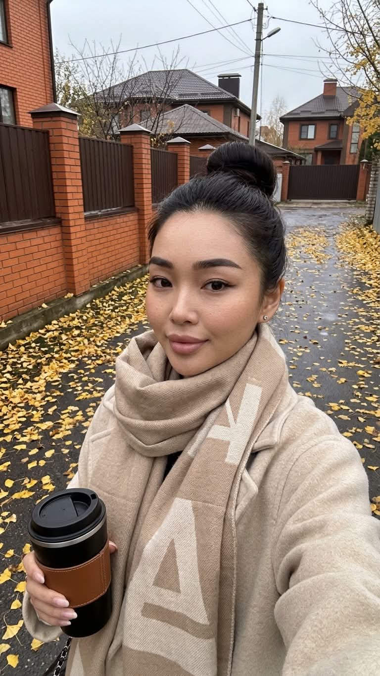 Cozy Autumn Selfie with a Coffee Cup output 1
