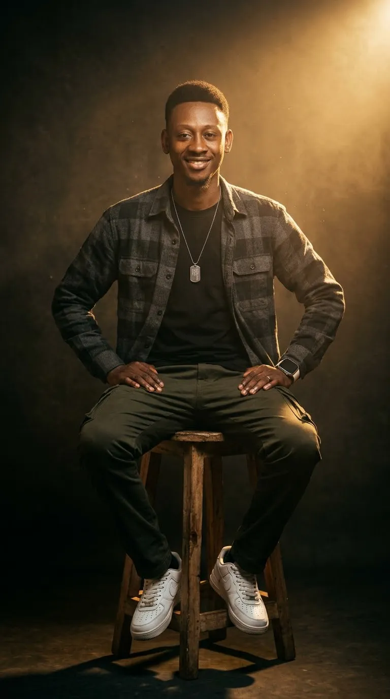 Cinematic Amber Studio Portrait of a Man output 1