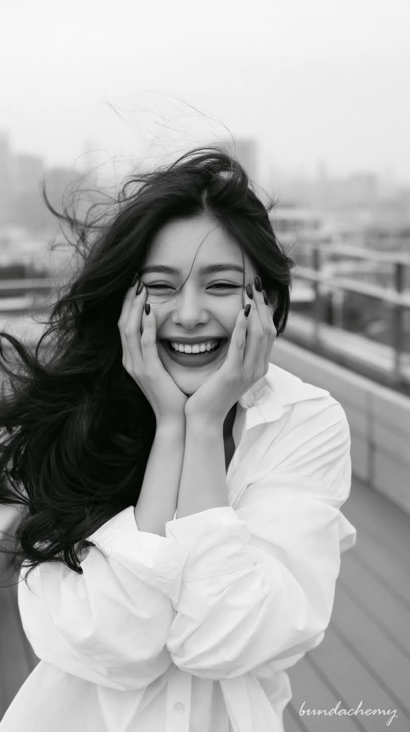 Black-and-White Rooftop Editorial Portrait output 4