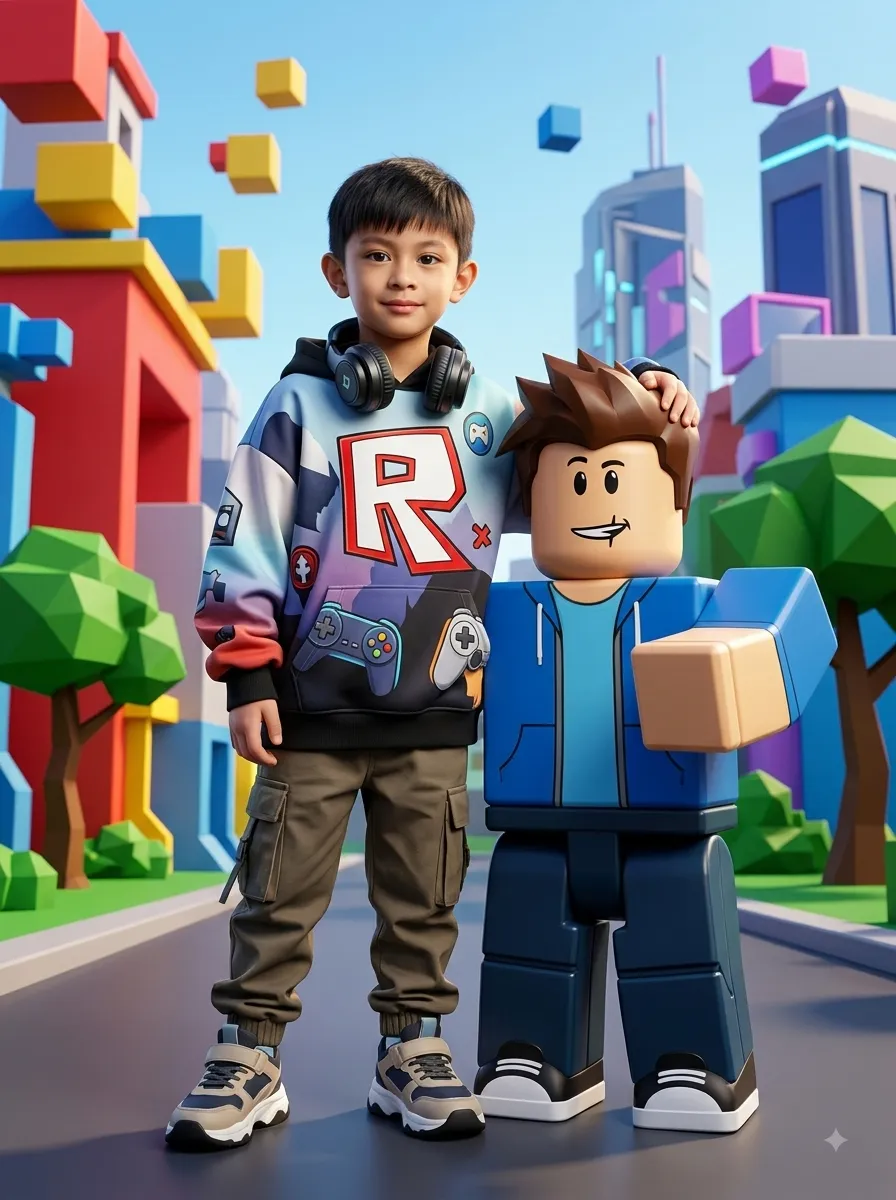 Photorealistic Portrait in a Roblox-Inspired World