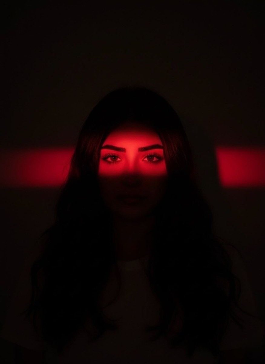 Dramatic Portrait with a Red Band of Light