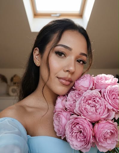 Grainy Peony Bouquet Selfie