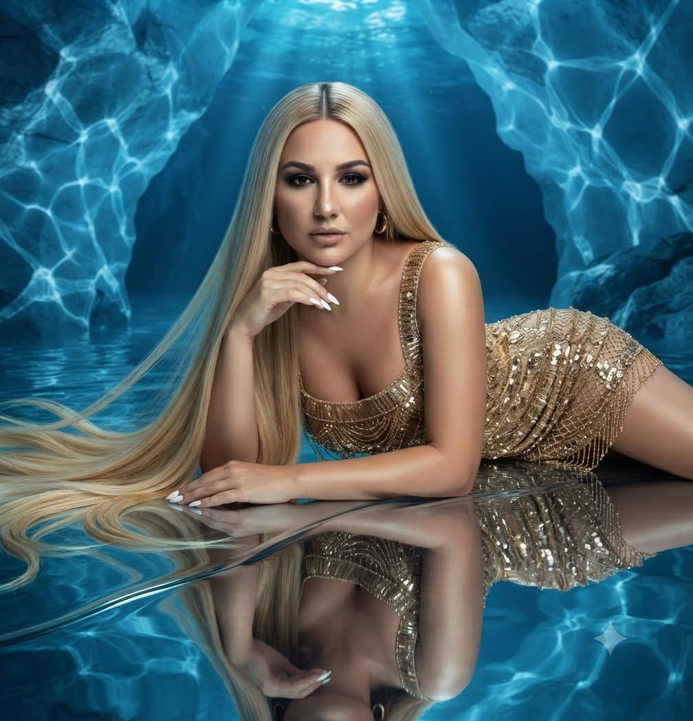 Surreal Golden-Glamour Water Portrait