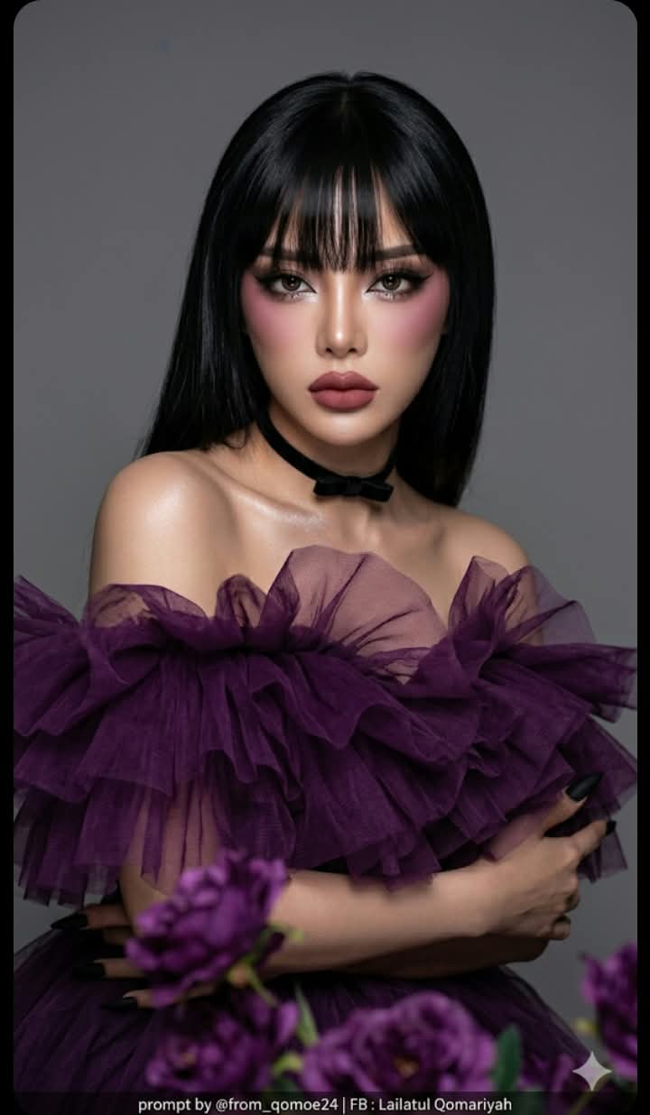 Dramatic Thai Glam Portrait in a Plum Couture Gown