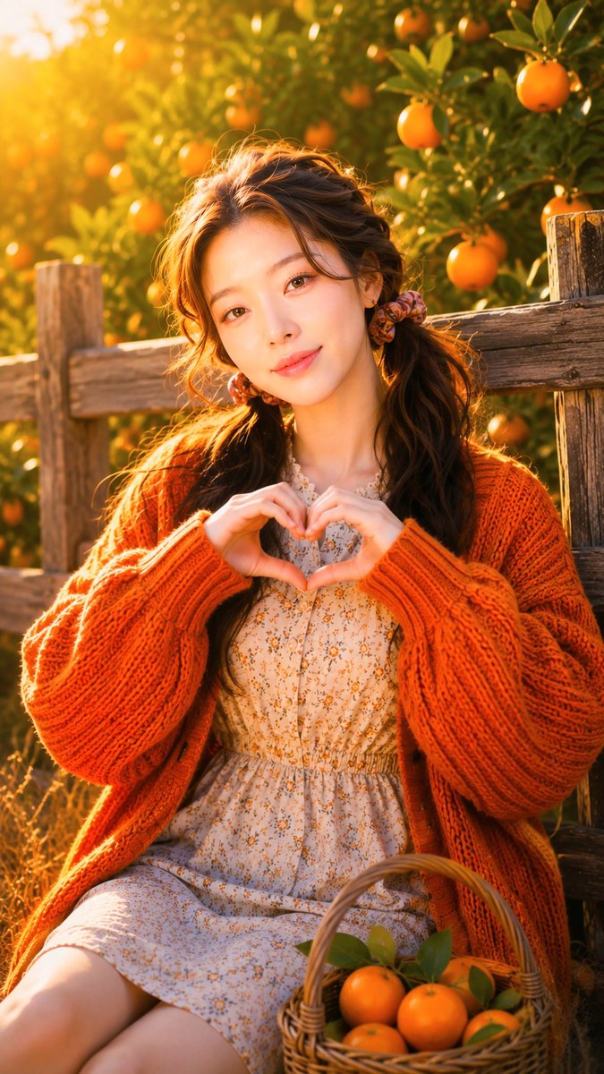 Golden Harvest of My Heart — Orange Orchard Editorial Portrait output 2
