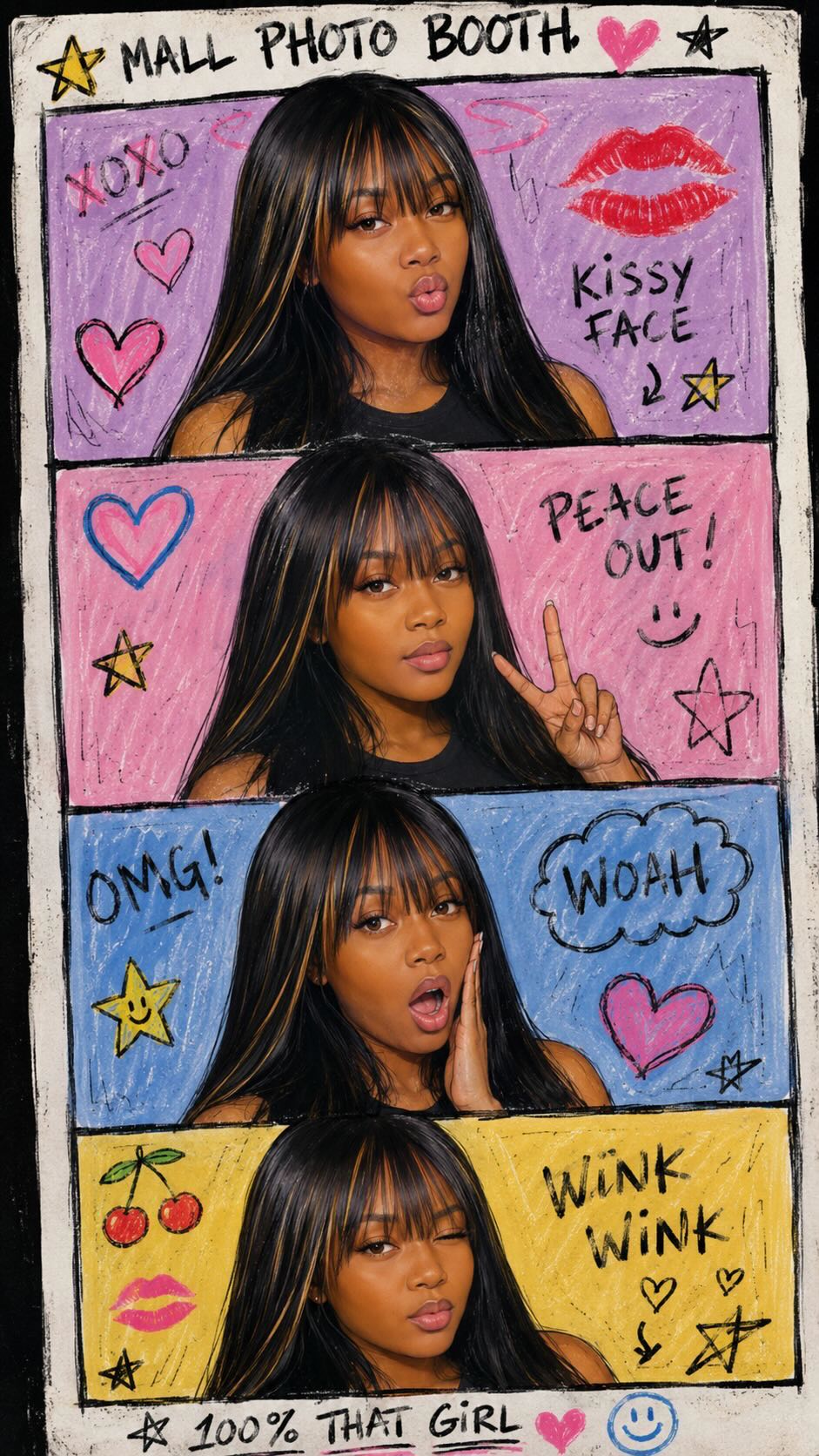 Y2K Mall Photo Booth Portrait Collage output 1