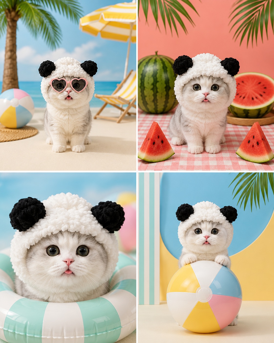 Premium Summer Pet Editorial Four-Panel Collage output 2