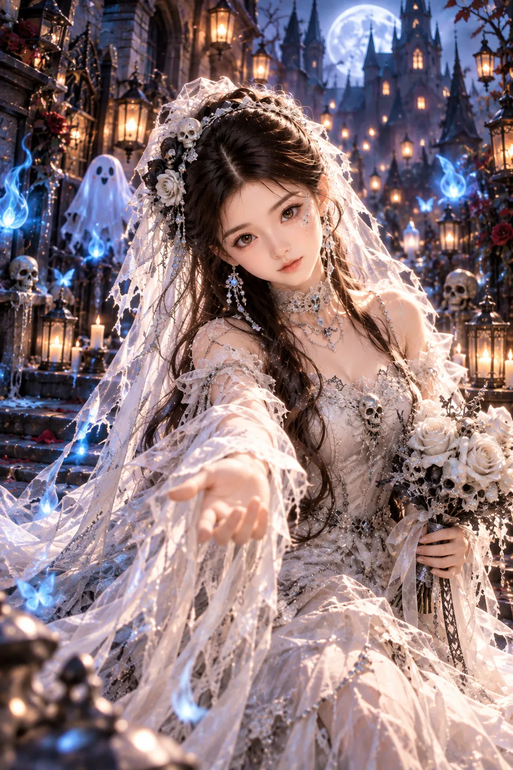 Moonlit Gothic Ghost Bride Poster