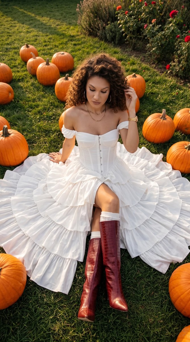 Autumn Fashion Portrait Among Pumpkins output 3