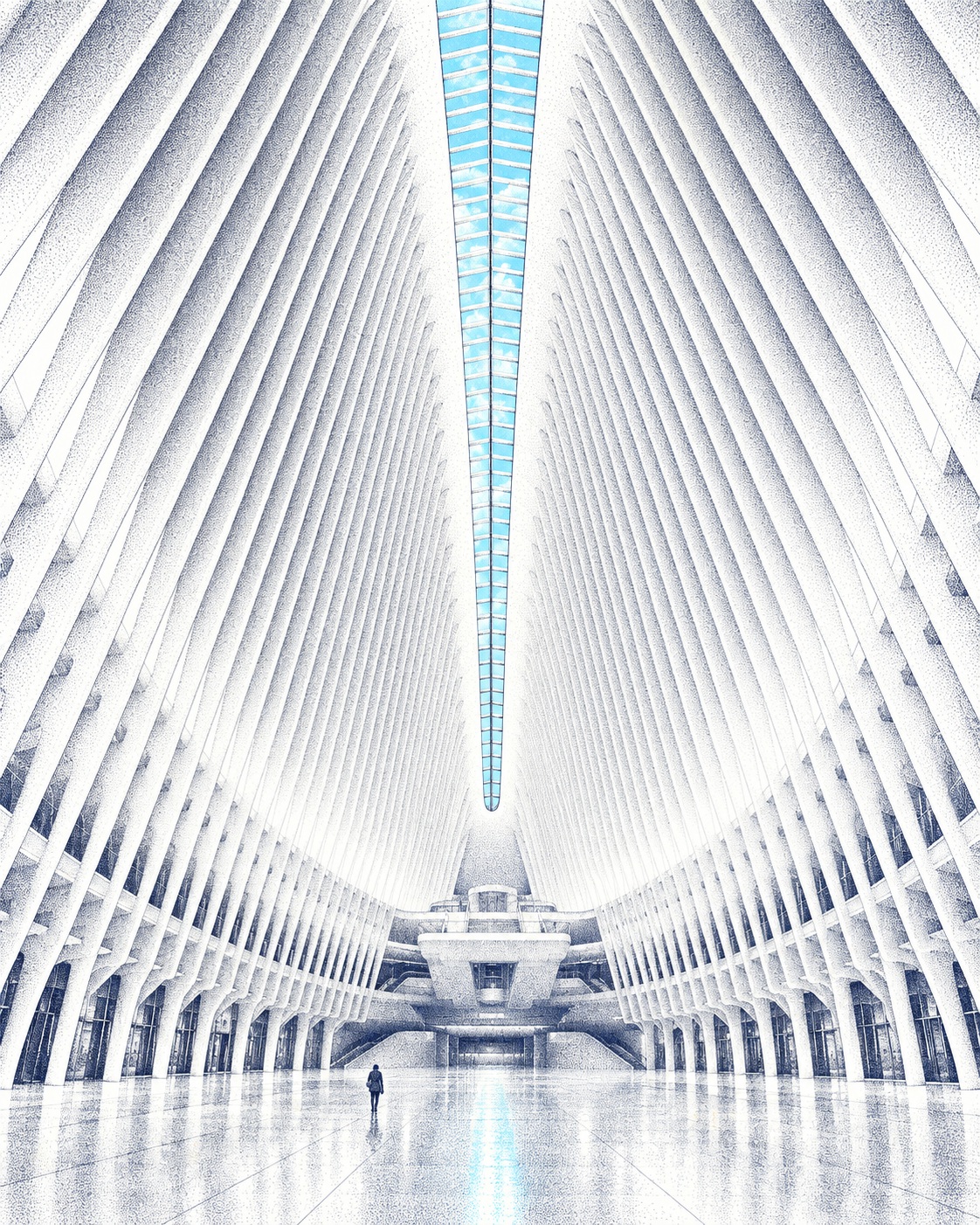 Architectural Landmark Stipple Drawing output 3