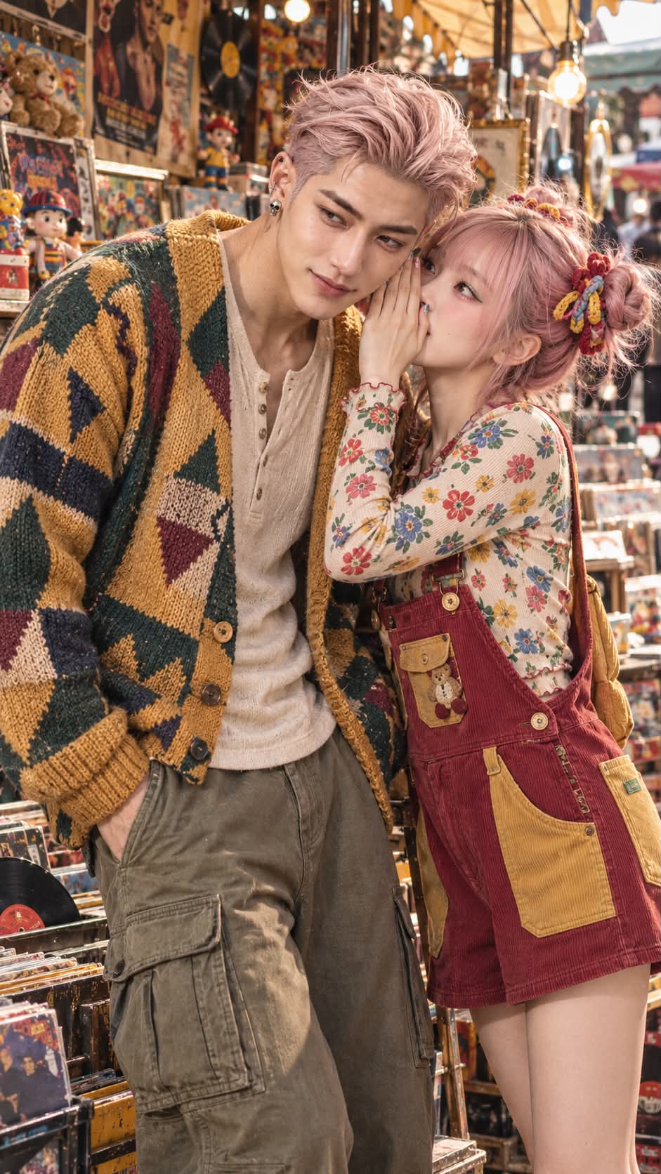 Retro Flea Market Couple Whispering