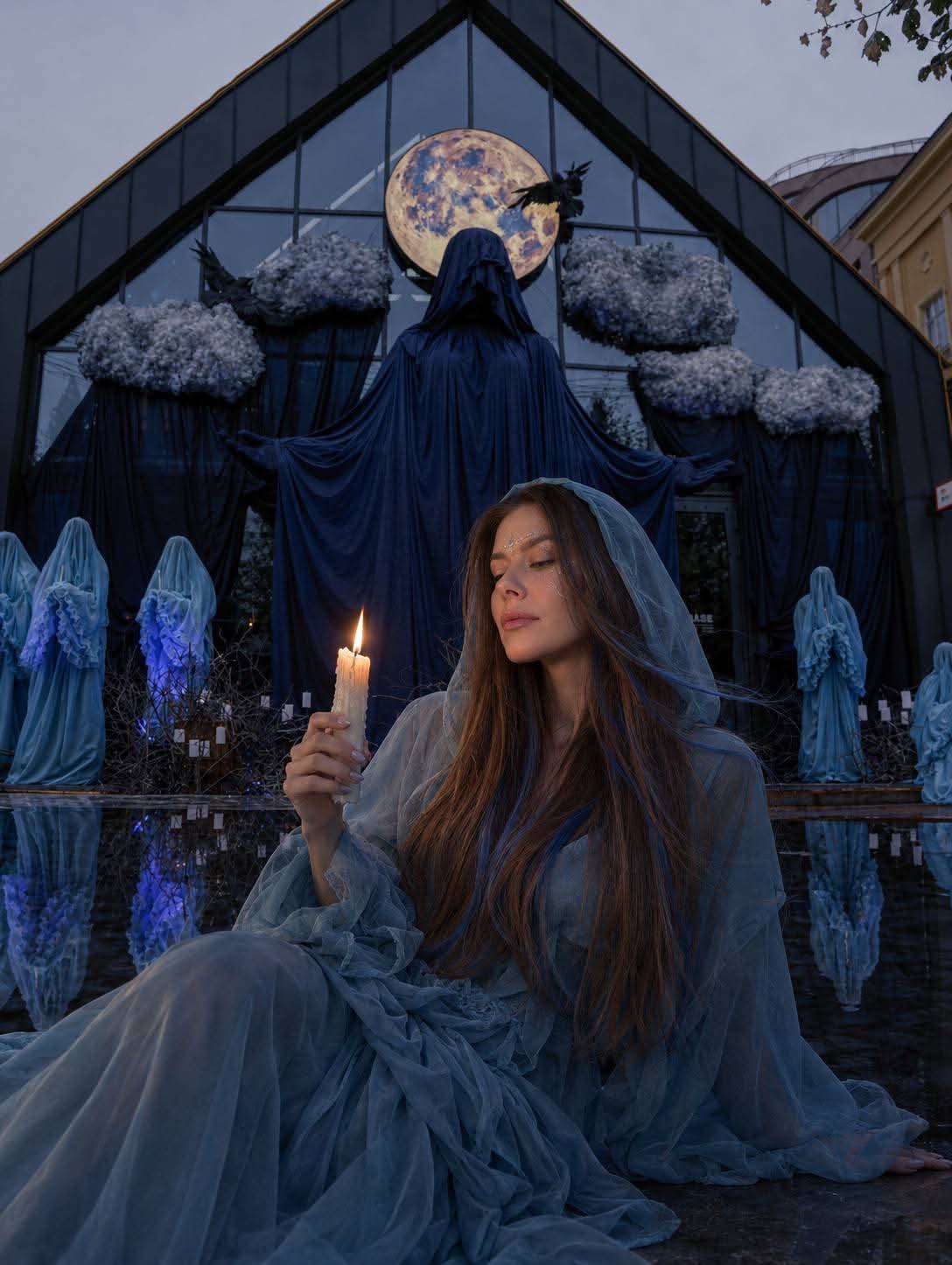 Photorealistic Candlelit Facade Portrait