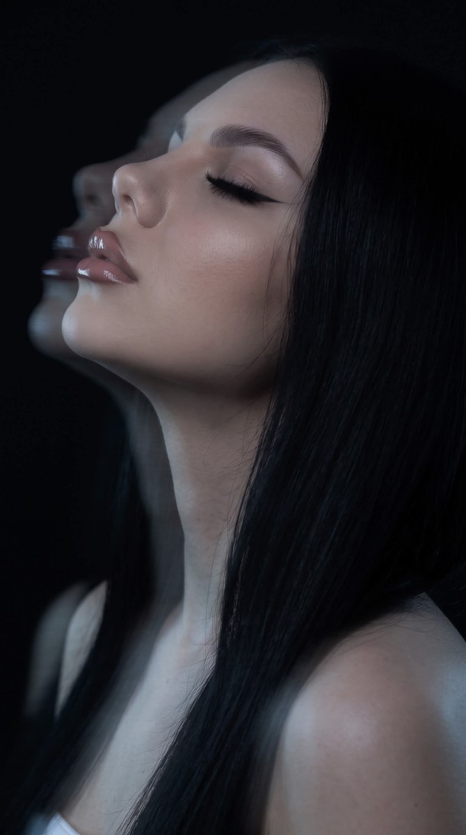 Moody Profile Beauty Portrait with Motion Blur