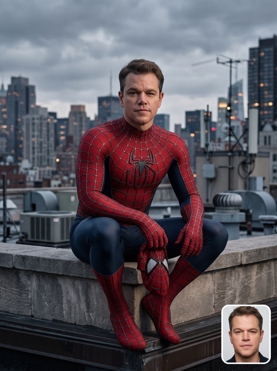 Photorealistic Rooftop Spider-Suit Portrait output 6