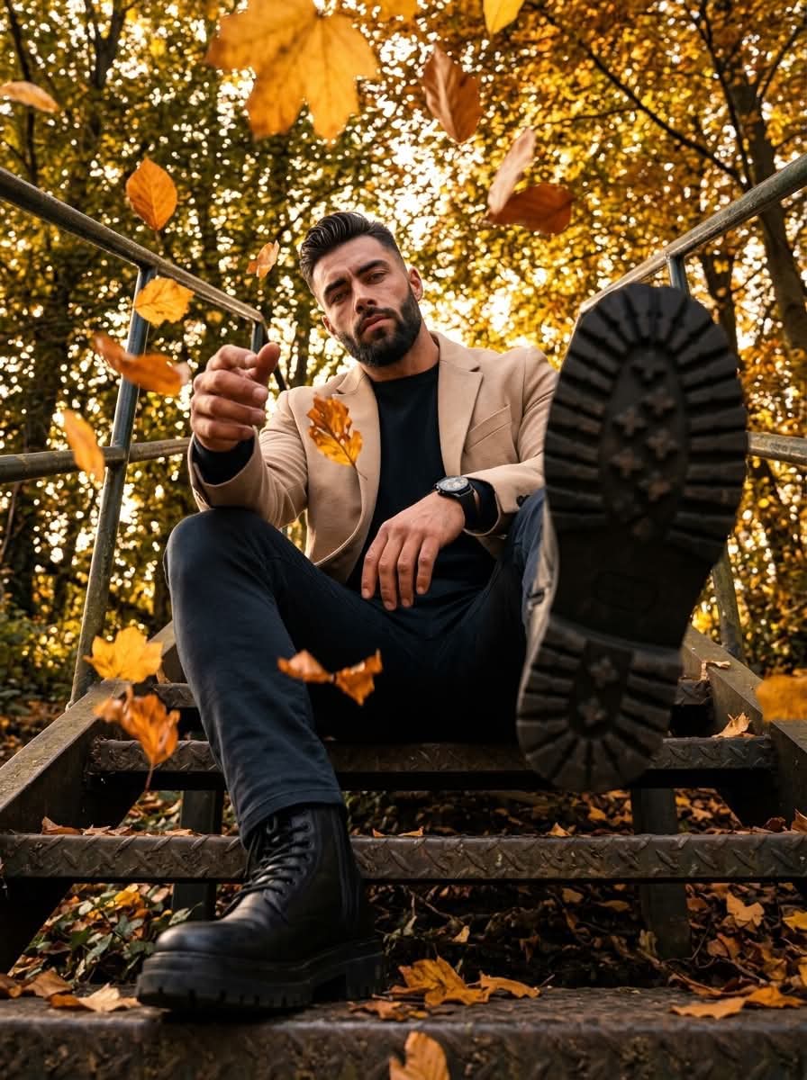 Cinematic Autumn Portrait from a Low Angle output 2