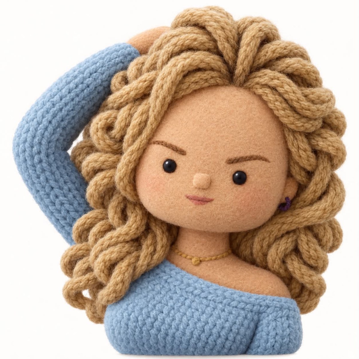 Textile-Art Designer Toy Bust from Two References output 3