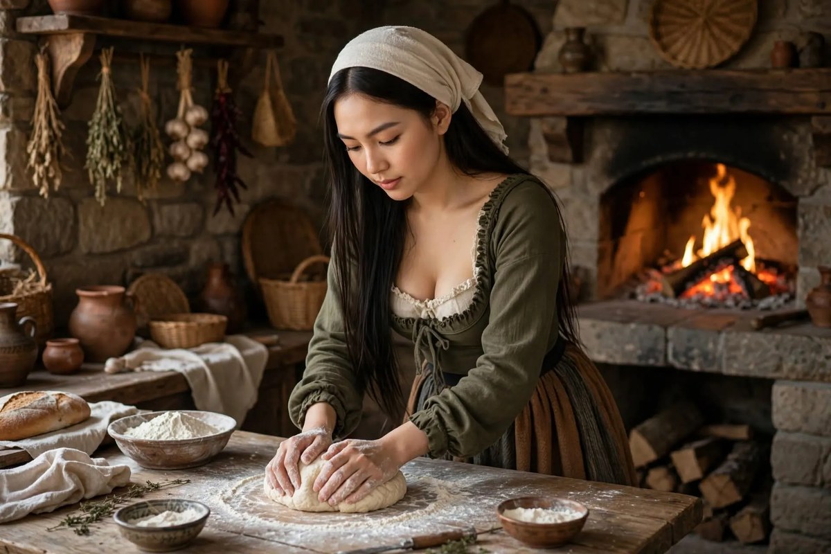 Photorealistic Medieval Village Portrait output 7