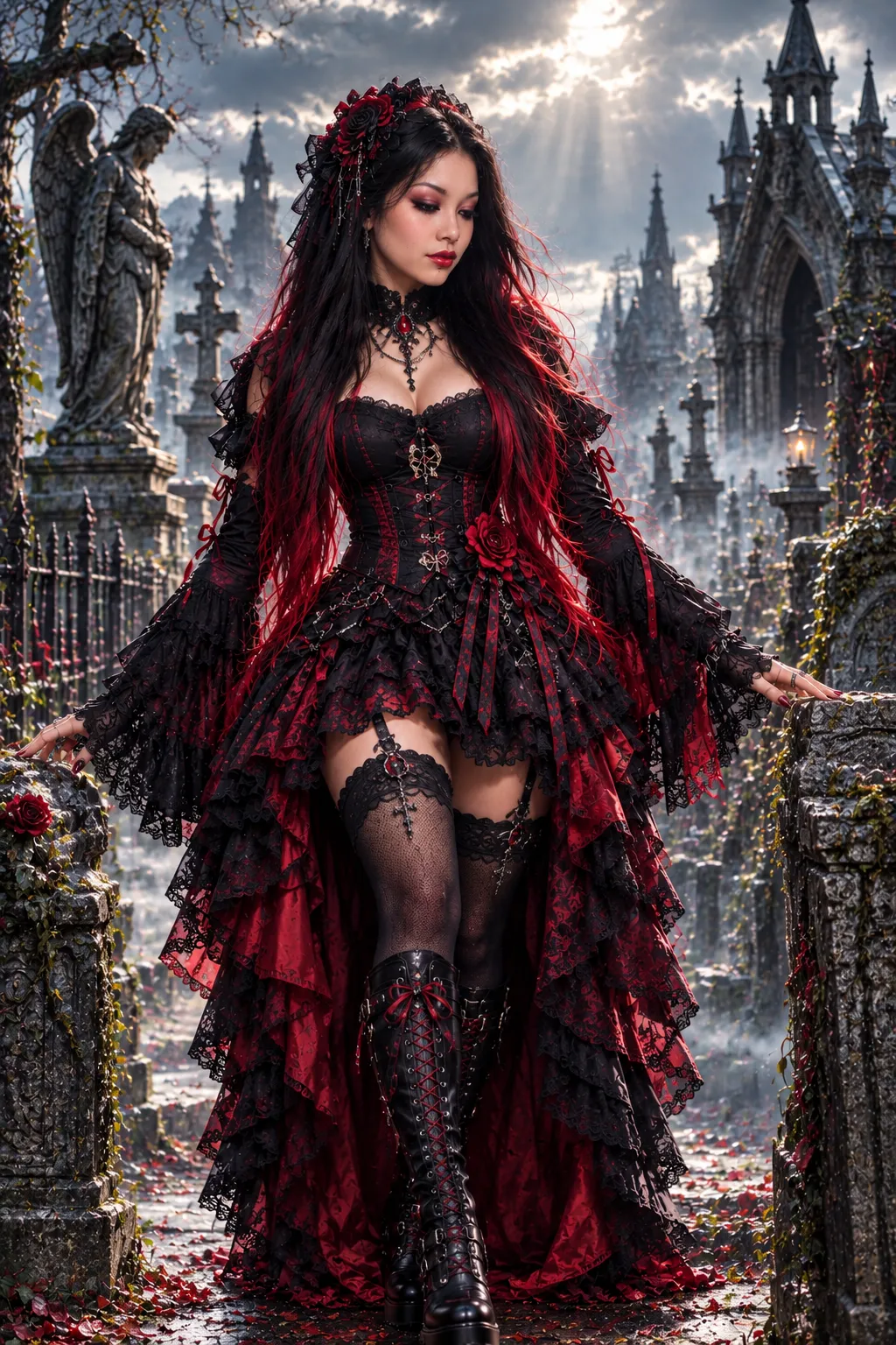 Gothic Ninja Assassin in a Misty Cemetery output 2