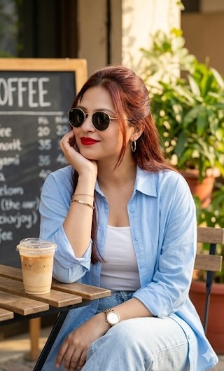 Photorealistic Sunny Café Portrait